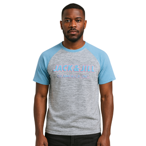 Jack e Jill of America Grey Maglia con maniche Raglan blu ciniglia ricamo nero e organizzazioni professionali civiche abbigliamento - Product Image 1