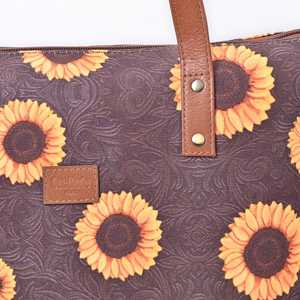 Sac fourre-tout en toile tournesol brun foncé pour femmes - Product Image 4