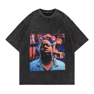 T-Shirt Vintage lavé à l'acide Logo personnalisé 100% coton surdimensionné classique O cou col soleil délavé court longue longueur tissé tissu - Product Image 4