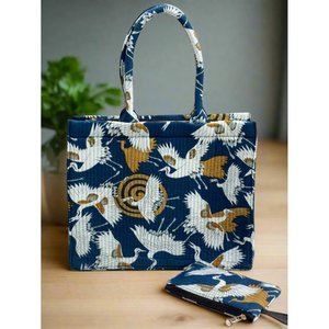 Bolso de Hombro con Cadena Geométrica Azul Marino con Diseño de Aves del Paraíso, Estilo Bohemio Vintage para Mujer, Cierre de Cremallera, Moda de Verano - Product Image 1