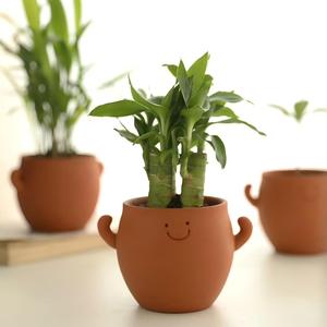 Leuke kleurveranderende keramische plantenbak met smiley-design - kleine cartoon bloempot voor huisdecoratie - Product Image 2