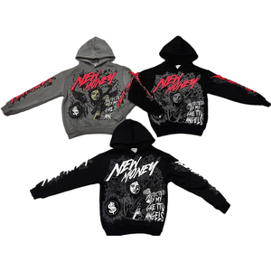 Sudaderas con capucha personalizadas de algodón pesado con estampado 3D de soplo y cremallera para hombre, sudaderas con capucha de gran tamaño Vintage lavadas con ácido para hombre - Product Image 5