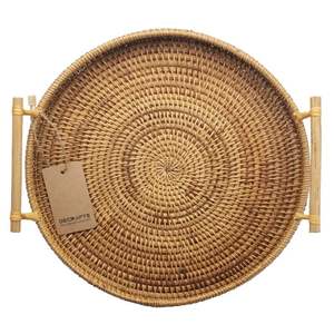 ถาดหวายทรงกลมถาดเสิร์ฟอาหารจากผู้ผลิตในอินเดีย - Product Image 1