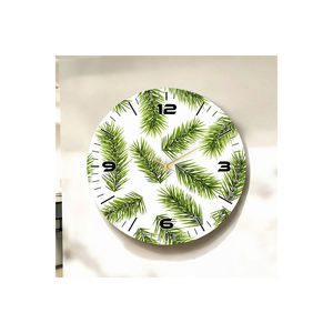Motif de feuilles colorées et horloge murale de table silencieuse en bois numérotée 50cm parfaite comme cadeau - Product Image 4