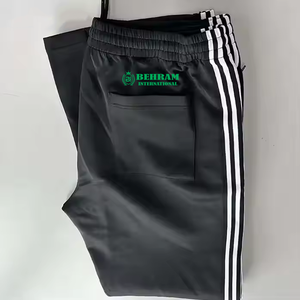 Custom Logo Curved Striped Wide Leg Breathable Quick Dry Sweatpants 100% Cotton Canvas 400GSM Straight Stacked Loose Men's Pants - Product Image 4