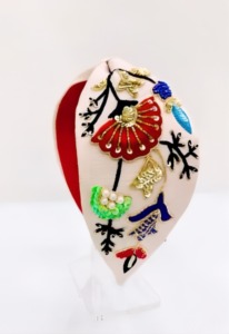 Handmade Adjustable Embroidered Fabric Headband Women Floral Beaded Hair Accessory Designer Ethnic Fashion Hair <b>Wrap</b> for Girls - Product Image 2