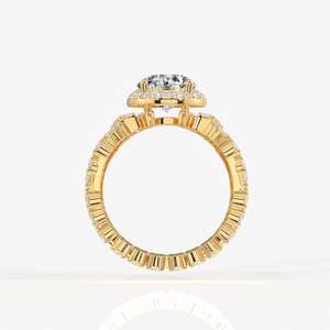 18K <b>Gold</b> Moissanite Diamond <b>Cocktail</b> <b>Ring</b> Portuguese Cut Elegant and Luxurious - Product Image 5