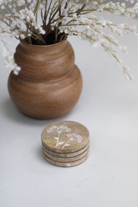 Elegant Plants Wooden <b>coaster</b> <b>Set</b> with a Rustic Finished Handcrafted to Perfection Ideal for Daily Use and Home Decoration Needs - Product Image 2