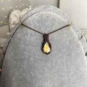 Collar con colgante de labradorita envuelto en cobre, joyería de cristal hecha a mano, regalo bohemio para ella, piedra preciosa Natural - Product Image 6