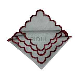 Servilletas de Lino Bordadas a Mano de Alta Calidad al por Mayor, Servilletas de Mesa de Lino con Borde Festoneado, Tamaño Personalizado, para Bodas y Fiestas Rústicas - Product Image 3