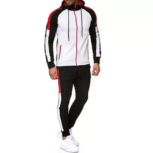 Ensemble de survêtements de sport décontractés pour hommes Vêtements de sport d'hiver Survêtement chaud à fermeture éclair complète Survêtement complet à motif solide - Product Image 6