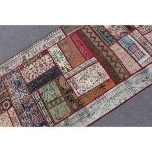 Turkish Rug, 3.1x8.3 ft <b>Runner</b> Rug, <b>Red</b> Blue Wool Rug - Product Image 5