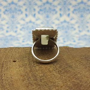 925 Sterling Silver Bohemian Artisan <b>Crafted</b> Designer <b>Ring</b> Chunky Rainbow Moonstone with Diamond Main Stone Weddings Engagements - Product Image 2