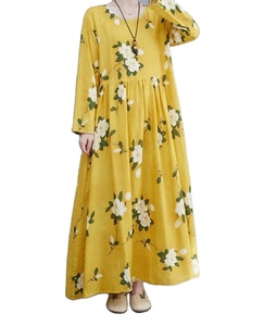 2025 Vintage Floral O-cou robe pour les femmes en vrac élégant à manches longues droite Silhouette en mousseline de soie naturelle pour l'été printemps - Product Image 2
