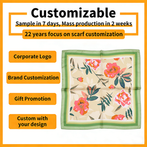 Foulard carré pour femme 70x70cm, motif floral, en polyester, bandana, foulard pour cheveux, léger, foulard de cou, foulard tendance, vente en gros personnalisée - Product Image 5