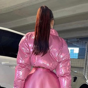 Abrigos de invierno personalizados para mujer, Chaqueta corta acolchada transpirable con relleno de algodón largo, venta al por mayor, OEM - Product Image 2