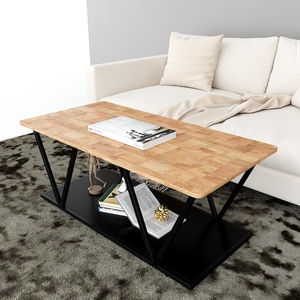 Minisit Modern Two-Tiered <b>Sofa</b> <b>Table</b> 120x60x47cm Durable Mango Wood with Iron Frame Living Room Furniture-TT68153 - Product Image 2