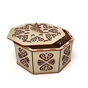 Caja de almacenamiento de corte láser MDF de madera contrachapada al por mayor con patrón decorativo personalizado para Regalos/manualidades caja de corte láser de lujo al por mayor - Product Image 6