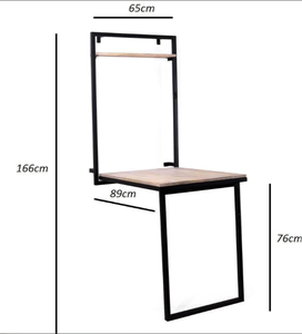 Nueva mesa de estudio plegable de montaje en pared de madera y metal con mesa de comedor - Product Image 2