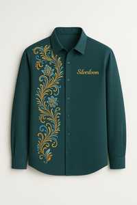 Chemises pour hommes Design personnalisé Chemise brodée à manches longues Design de luxe | Tissu en coton respirant | Support d'étiquettes OEM - Product Image 5