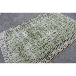 Clásico verde Beige 5,3X7,9 pies lana Aubusson diseño sala de estar alfombra Patchwork rectángulo aparador alfombra látex alfombras turcas - Product Image 2