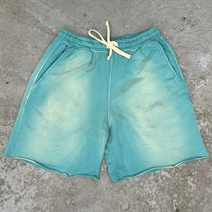 Acid Wash nueva moda 2024 pantalones cortos personalizados para hombre estampado algodón polar gris sudor pantalones cortos ropa de calle pantalones cortos hombres lavado ácido - Product Image 4