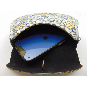 Luxury Metal Mosaic <b>Clutch</b> Bag for Women High Quality Sparkling Evening Party Handbag Casual Style Stone Pattern Purse <b>Weddings</b> - Product Image 4