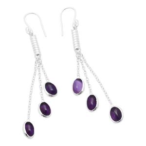 925 solide en argent Sterling Spinner améthyste pierres précieuses boucles d'oreilles femmes et filles bijoux en argent tendance Design boucles d'oreilles pendantes - Product Image 1