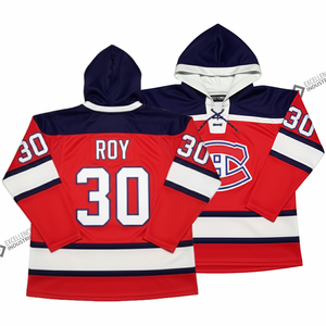 Sudaderas de Hockey sobre Hielo de Poliéster de Alta Calidad 100% OEM por Sublimación, Sudaderas de Hockey sobre Hielo de Poliéster Baratas al por Mayor para Hombre con Detalle de Encaje - Product Image 4