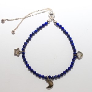 Pulsera de Bolo de cuentas de lapislázuli de moda de Plata de Ley 925 Premium con cadena de caja de alambre flexible suave Paquete de regalo de 6 para mujer - Product Image 1