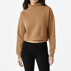 Sudadera de Punto para Mujer, Cuello Alto Simulado, Color Sólido, Estilo Casual, Personalizable con Logotipo del Fabricante, Alpha Lambda Mu - Product Image 5