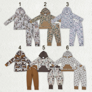 Ensemble de vêtements pour bébés garçons : sweat à capuche et short imprimé style chinois, motif camouflage bovin occidental et sudiste avec poches - Product Image 1