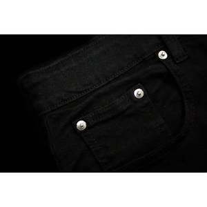 Noir grande taille fermeture éclair braguette bouton fermeture homme Jean rinçage lavé hommes mince droite respirant concepteur Denim jean pantalon - Product Image 5