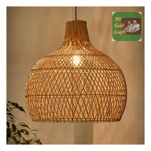 Vietnam Tissé Bambou Rotin Pendentif Lampe À La Main Naturel Lustre Rustique Plafonnier pour Café Hôtel Salle À Manger Décor - Product Image 3