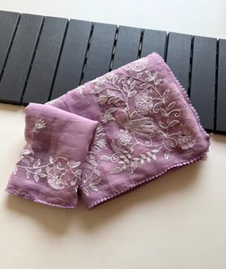 Sari in Chiffon per Feste con Perline Premium e Ricami Floreali, Fornitore ed Esportatore Mondiale a Prezzi all'Ingrosso - Product Image 5