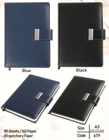 Promotion en gros Carnet A5 avec logo personnalisé avec fermeture élastique Couverture métallique rigide Carnets en cuir personnalisés