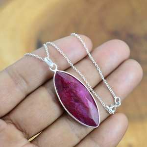 Pendentif en argent sterling avec rubis rouge, bijoux en pierres précieuses, 1,7 pouce, fait à la main, cadeau élégant pour femmes - Product Image 4