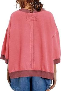 Bordado 3D de invierno para mujer, personalizable, peso pesado, GSM, color rosa liso, hombro caído, ajuste holgado, forro polar lavado con ácido Vintage - Product Image 4