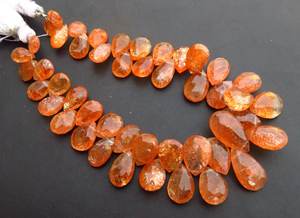 8 "brin arc-en-ciel pierre de soleil pierres précieuses perles de poire à facettes 8-17mm perles de pierre de soleil orange africaine naturelle de qualité supérieure pour bijoux - Product Image 3
