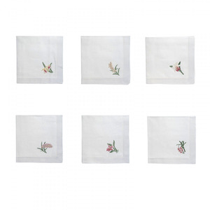 Serviette en tissu personnalisée brodée à la main fleur d'orchidée serviette de table en coton ourlet serviettes de table maison hôtel cadeaux de mariage - Product Image 4