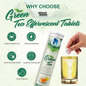 20 Comprimés Effervescents Thé Vert Aromatisé Citron-Lime Sans Danger pour Adultes Femmes Enceintes Supplément Santé Boosts - Product Image 3