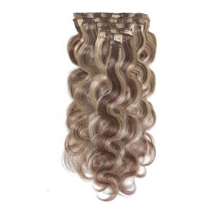 Extensiones de Cabello Humano Virgen Vietnamita Ondulado con Clip, 36 Pulgadas, Mezcla Marrón Canela y Rubio Arena - Product Image 3