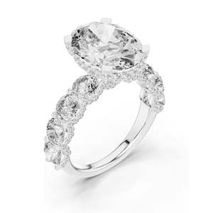 Anillo con Diamante de Laboratorio de Corte Ovalado de 3.034 CT con Piedras Laterales para Mujer, Claridad VVS-VS EF, Oro de 18KT, 14KT, 10KT y Plata 925, Color Rosa - Product Image 4
