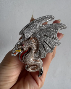 Colgante de Plata de Ley 925 con Dragón de Lujo, Microincrustaciones de Diamantes Moissanite VVS, Tema Animal, Unisex, para Fiestas - Product Image 3