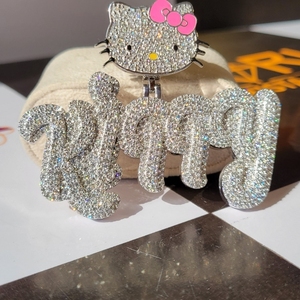 Collar con colgante personalizado de Hello Kitty con diamantes de moissanita, joyería de Hip Hop personalizada de Plata de Ley 925 para fiesta de mujer - Product Image 3