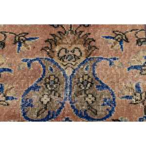 Turkish 1.7x2.7 ft Rug, Vintage Rug, <b>Brown</b> Check Rug <b>Wool</b> - Product Image 5