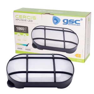 Lampada da parete per esterni a LED Cercis ovale con griglia 15W 950Lm 6500K IP65 nera (GSC 200205003) - Product Image 3