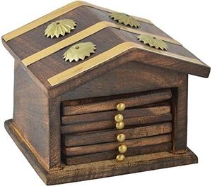 Sous-verre artisanal de haute qualité en bois naturel de style bohème, écologique, personnalisable, pour une utilisation décorative sur table, intérieur - Product Image 5