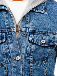 แจ็กเก็ตยีนส์มีฮู้ดสำหรับฤดูใบไม้ร่วงเสื้อโค้ทกางเกงยีนส์แนวฮิปฮอปแจ็คเก็ตลำลองแนวสตรีทเสื้อแจ็คเก็ตมีฮู้ดสำหรับผู้ชายผู้หญิง - Product Image 3