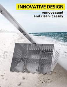 Rastrillo para ácaros <span class=keywords><strong>de</strong></span> <span class=keywords><strong>arena</strong></span>, rastrillo para ácaros <span class=keywords><strong>de</strong></span> <span class=keywords><strong>arena</strong></span> para <span class=keywords><strong>la</strong></span> playa, cesta trapezoidal <span class=keywords><strong>de</strong></span> 11.2'' <span class=keywords><strong>de</strong></span> ancho con 2 varillas <span class=keywords><strong>de</strong></span> soporte y dientes afilados, 36.2'' <span class=keywords><strong>de</strong></span> largo - Product Image 5